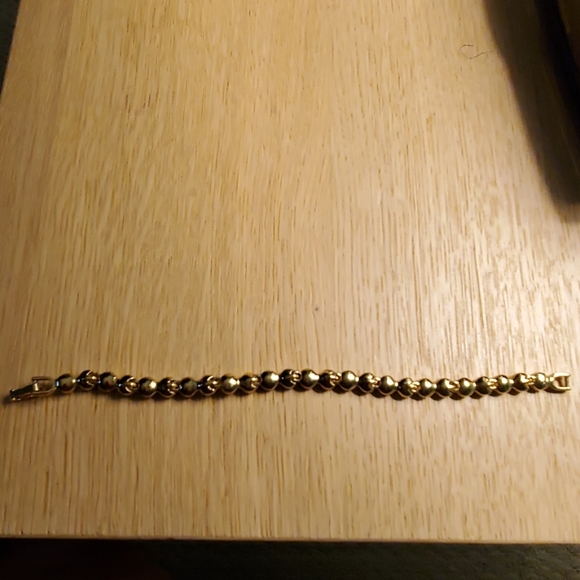 Gold Rhinestone Link Bracelet France - Picture 3 of 4